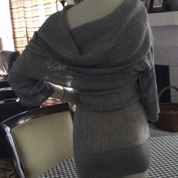 White House Black Market Gray Off-the-Shoulder Sweater - Picture 3 of 4